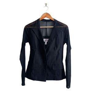 Joseph Ribkoff Blazer Sheer Sleeves Yoke Black Stretchy Women's 8 Button
